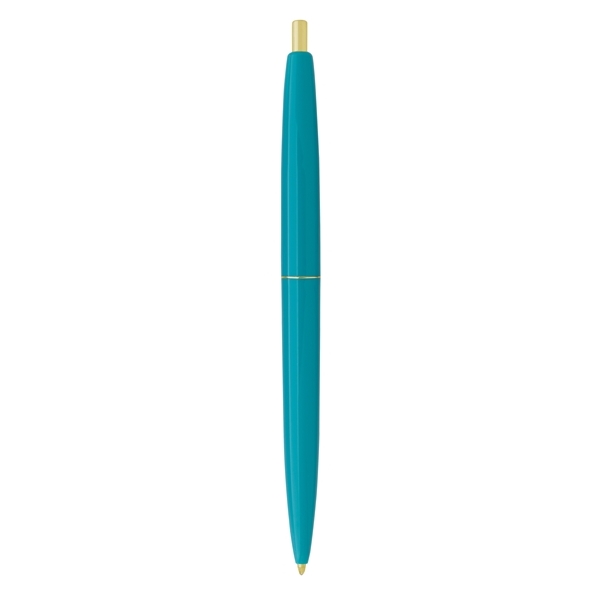 aerial view a teal barrel & teal cap gold trim pens, image 7 of 7