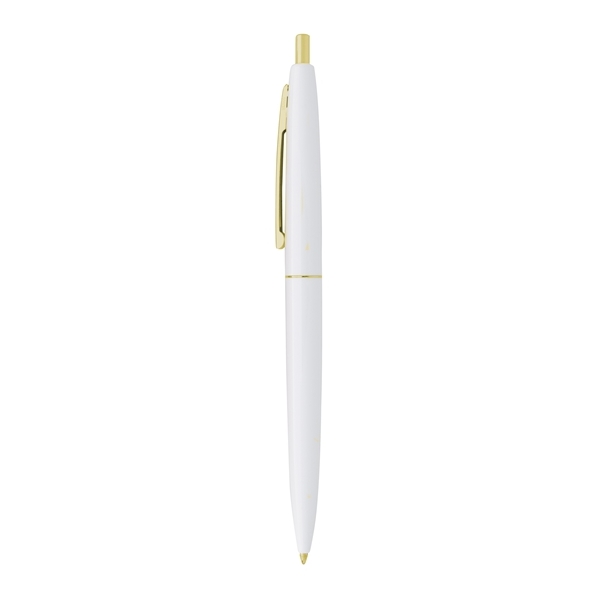 aerial view a white barrel & white cap gold trim pens, image 6 of 7