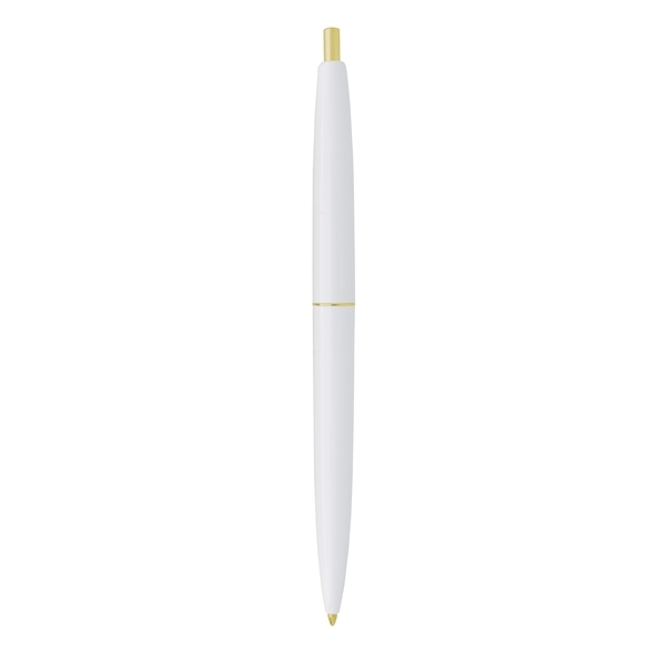 aerial view a white barrel & white cap gold trim pens, image 7 of 7