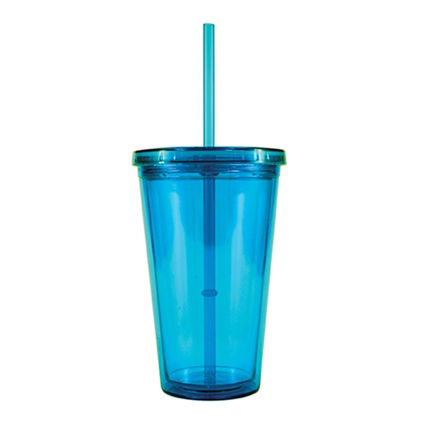 aerial view a aqua 16 oz bpa free freedom tumbler, image 2 of 3