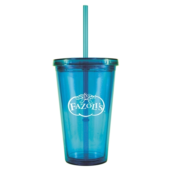 aerial view a aqua 16 oz bpa free freedom tumbler, image 3 of 3