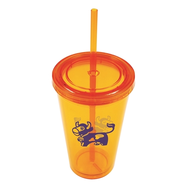 aerial view a mandarin 16 oz bpa free freedom tumbler, image 3 of 3