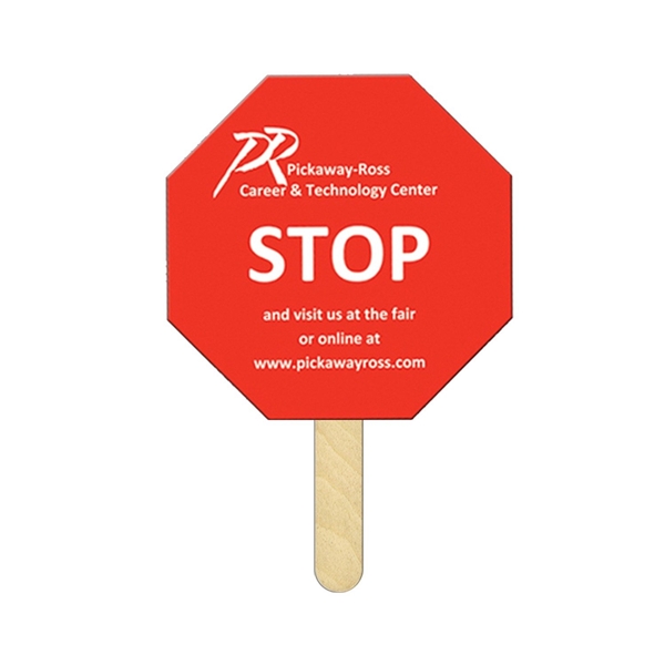Stop Sign / Octagon Mini Hand Fan Full Color (1 Side) - Paper Products