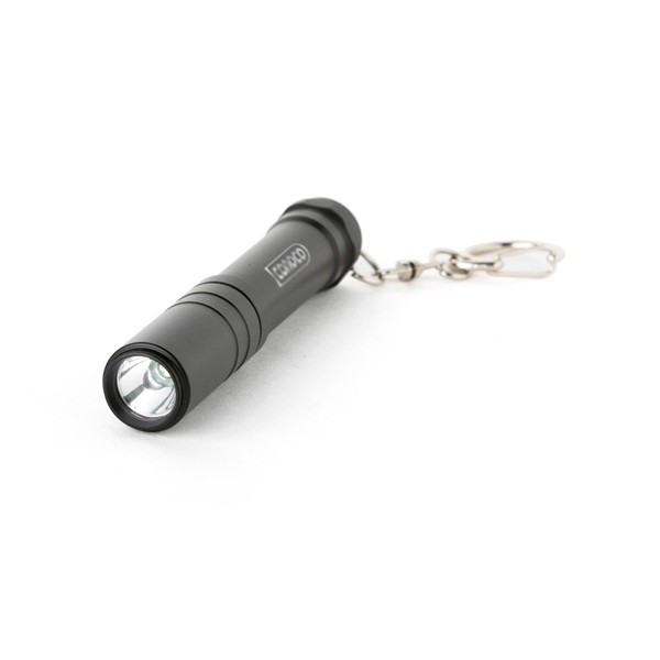 aerial view a black basecamp pathfinder flashlight key chain, image 3 of 4