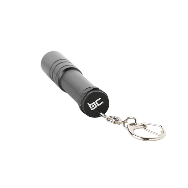 aerial view a black basecamp pathfinder flashlight key chain, image 4 of 4