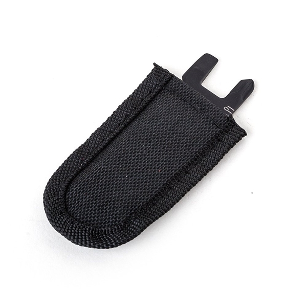 aerial view a black 8- in -1 stainless steel carabiner tool, image 3 of 3