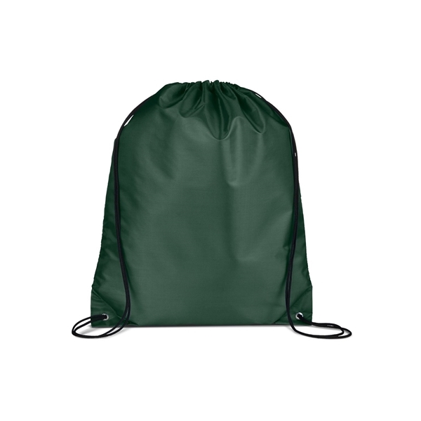 aerial view a hunter green versatile polyester drawstring backpack, image 2 of 3