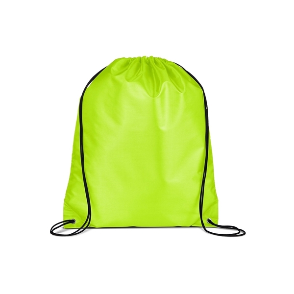 aerial view a lime green versatile polyester drawstring backpack, image 2 of 3