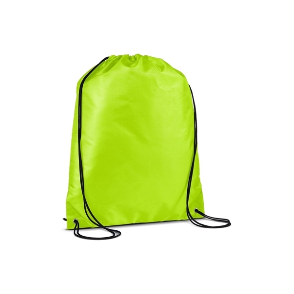 aerial view a lime green versatile polyester drawstring backpack, image 3 of 3