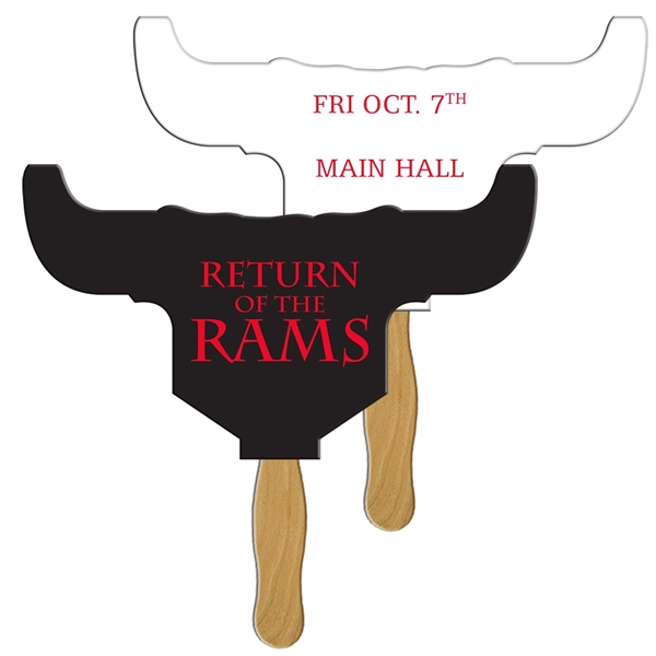 Longhorn Bull Sandwiched Hand Fan Full Color - Paper Products
