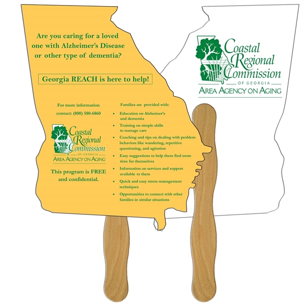 Georgia State Shape Hand Fan Full Color (2 Sides) - Paper Products