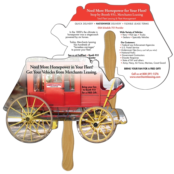Stage Coach Hand Fan Full Color (2 Sides) - Paper Products