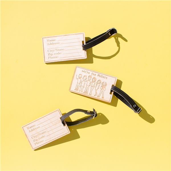 Wood Luggage Tags 3 W x 3 H