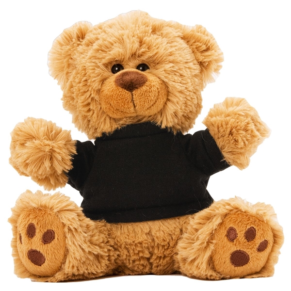 aerial view a black 6 plush teddy bear with t - shirt, image 2 of 4