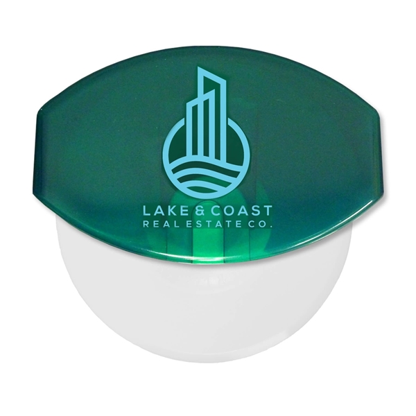aerial view a translucent green personalized pizza cutter, image 2 of 2