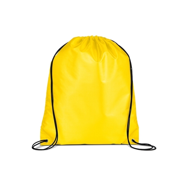 aerial view a yellow versatile polyester drawstring backpack, image 2 of 3
