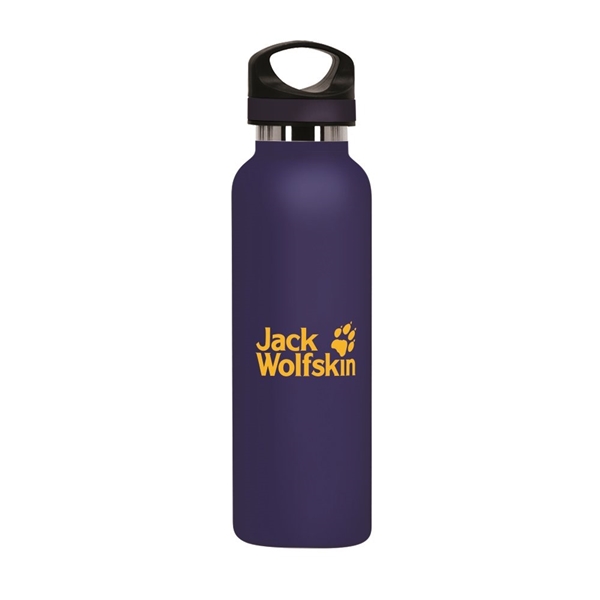 aerial view a light navy 280c 20 oz basecamp tundra bottle with screw top lid, image 2 of 2