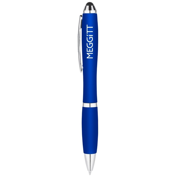 aerial view a blue curvy stylus twist pen - metallic, image 2 of 2