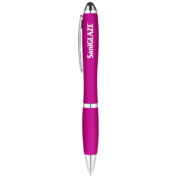 aerial view a pink curvy stylus twist pen - metallic, image 2 of 2