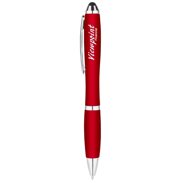 aerial view a red curvy stylus twist pen - metallic, image 2 of 2