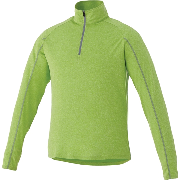 aerial view a apple heather (653) mens taza performance knit quarter zip with thumb holes, image 4 of 4