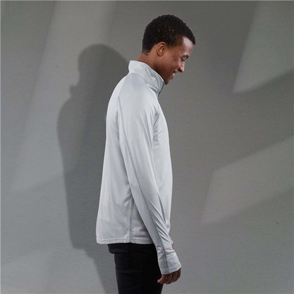 aerial view a silver heather (927) mens taza performance knit quarter zip with thumb holes, image 5 of 7