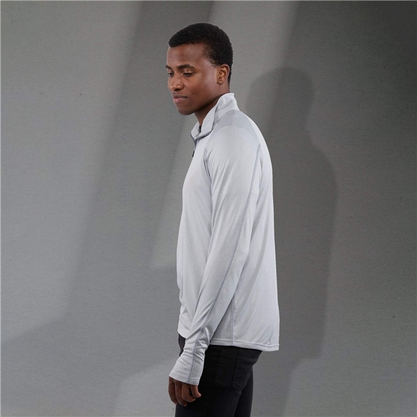 aerial view a silver heather (927) mens taza performance knit quarter zip with thumb holes, image 6 of 7