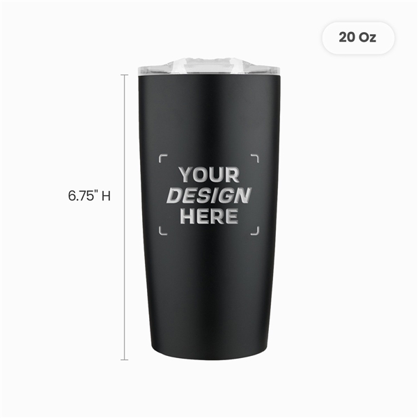 aerial view a group of 20 oz odin vacuum travel insulated stainless steel tumbler, image 4 of 5