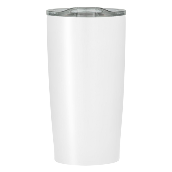 aerial view a white with clear lid 20 oz himalayan tumbler, image 2 of 6