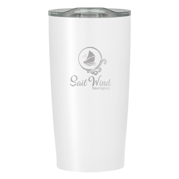 aerial view a white with clear lid 20 oz himalayan tumbler, image 3 of 6