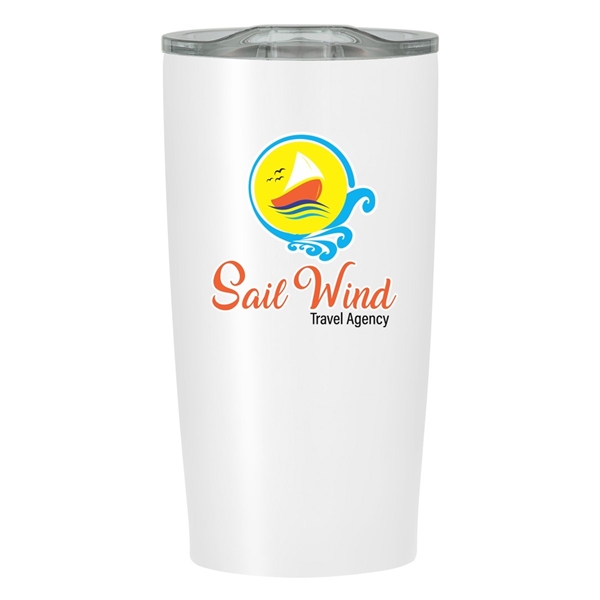 aerial view a white with clear lid 20 oz himalayan tumbler, image 4 of 6