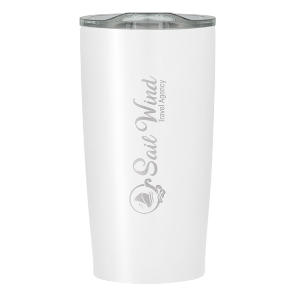 aerial view a white with clear lid 20 oz himalayan tumbler, image 6 of 6