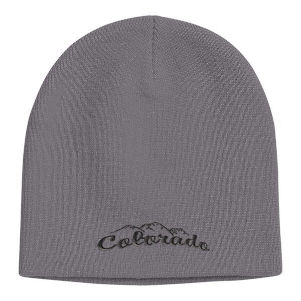 aerial view a gray 100 acrylic knit beanie cap, image 2 of 2