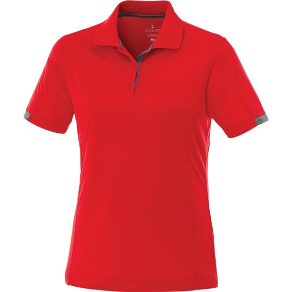 aerial view a red/steel grey (356) womens kiso short sleeve performance polo, image 2 of 9