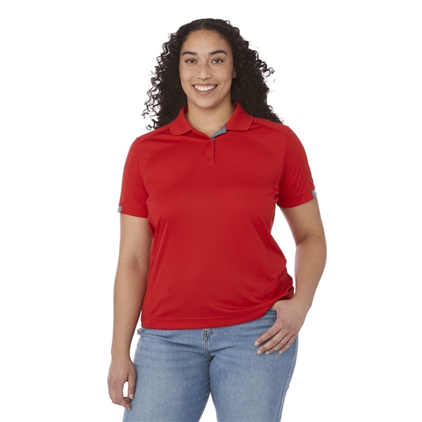 aerial view a red/steel grey (356) womens kiso short sleeve performance polo, image 6 of 9