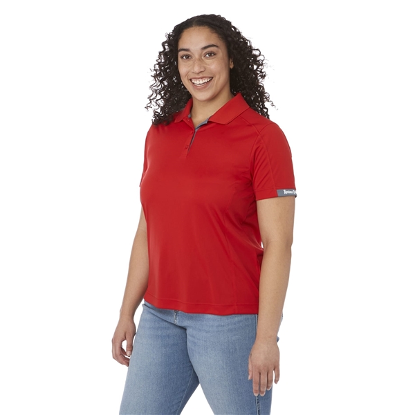 aerial view a red/steel grey (356) womens kiso short sleeve performance polo, image 7 of 9