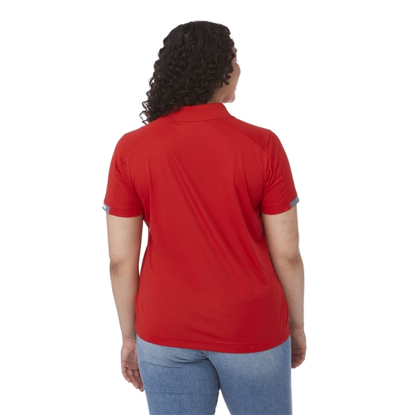 aerial view a red/steel grey (356) womens kiso short sleeve performance polo, image 8 of 9