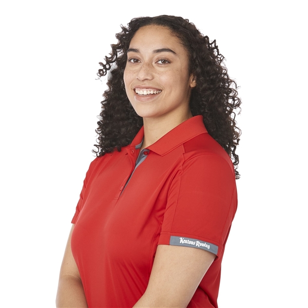 aerial view a red/steel grey (356) womens kiso short sleeve performance polo, image 9 of 9