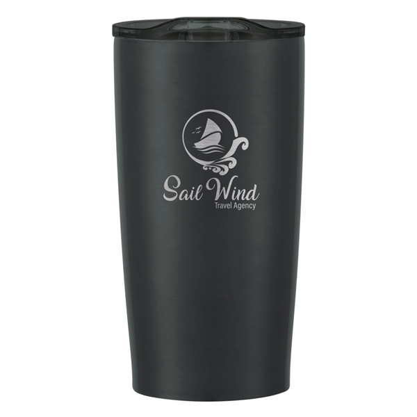 aerial view a matte black with charcoal lid 20 oz himalayan tumbler, image 3 of 6