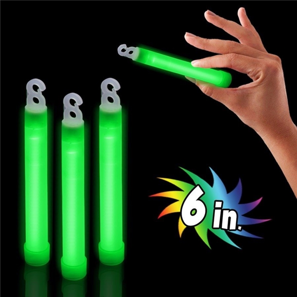 6 Premium Green Glow Sticks