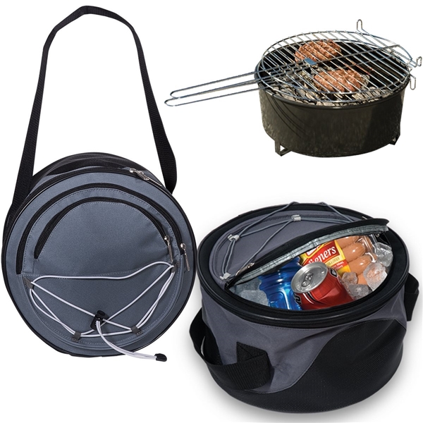 aerial view a gray weekend explorer grill and cooler, image 6 of 6