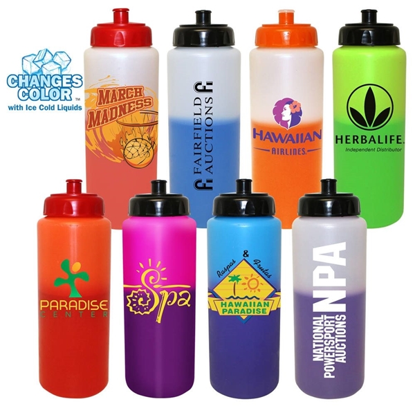 Promotional 32 oz Mood Sports Bottle with Push n Pull Cap - BPA - Free