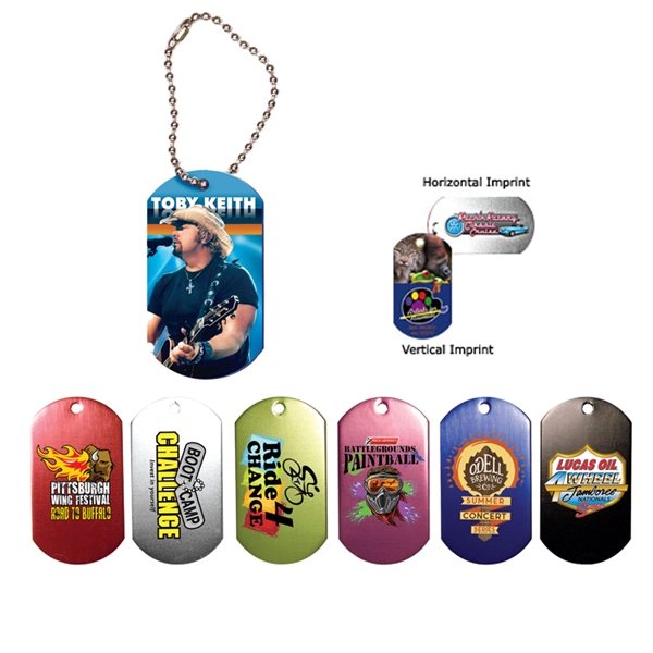 Promotional Dog Tag , 4-1/2 Ball Chain with Full Color Digital Imprinting