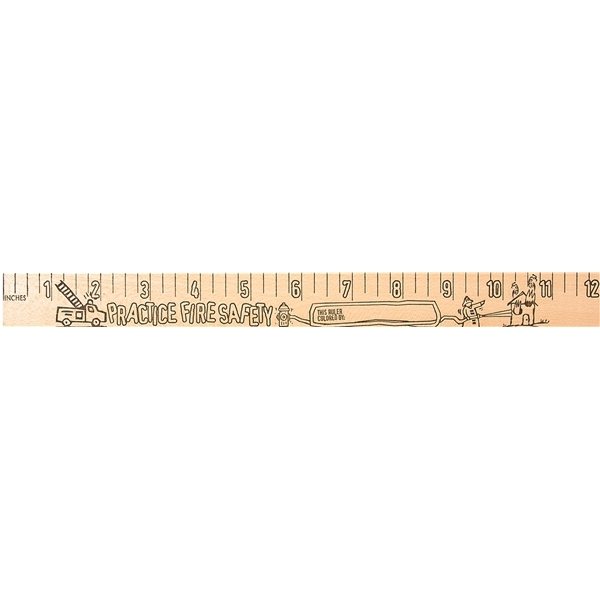 Promotional Fire Safety U Color Rulers - Natural wood finish