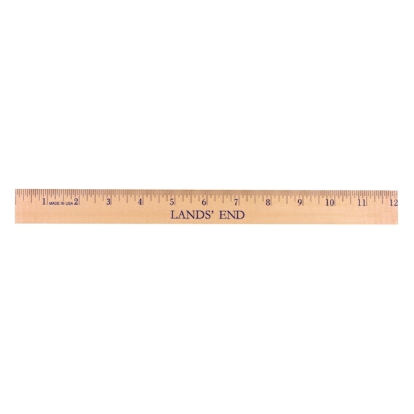12 Clear Lacquer Wood Ruler - English Scale