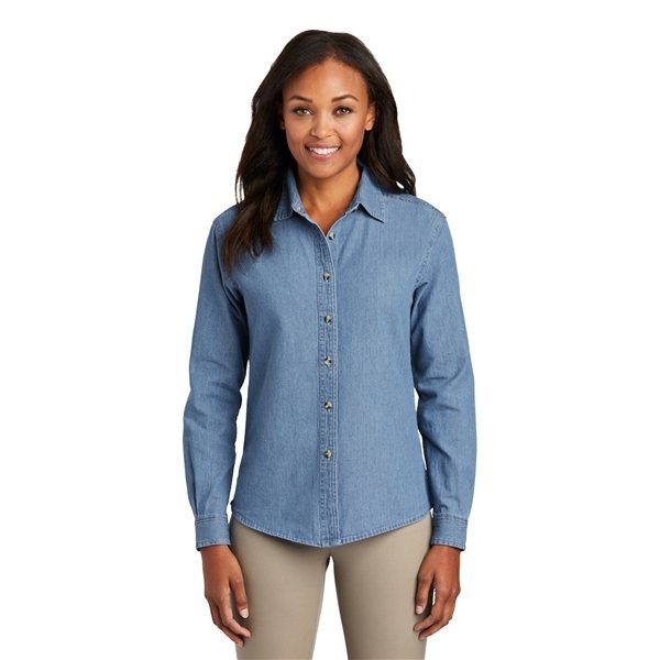 Promotional Port Company Ladies Long Sleeve Value Denim Shirt - Denim