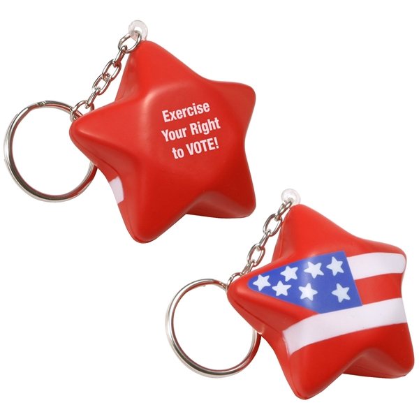 Promotional Patriotic Star Key Chain - Stress Relievers