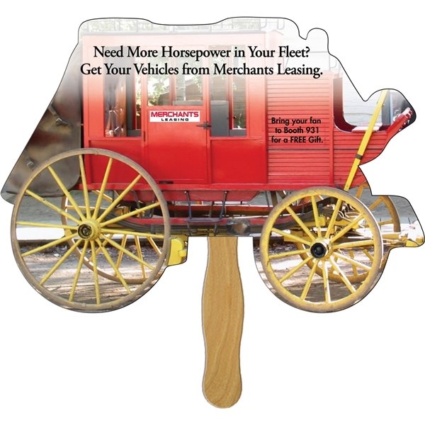 Promotional Stage Coach Stock Shape Fan - Paper Products
