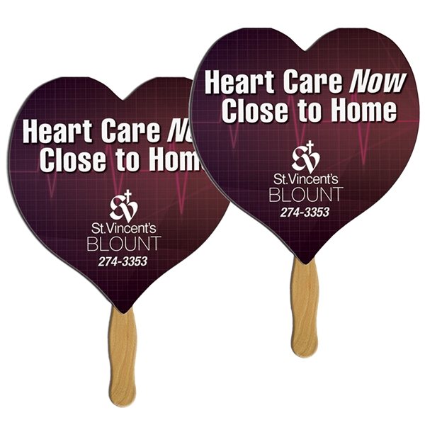Promotional Heart Sandwiched Fan - Paper Products