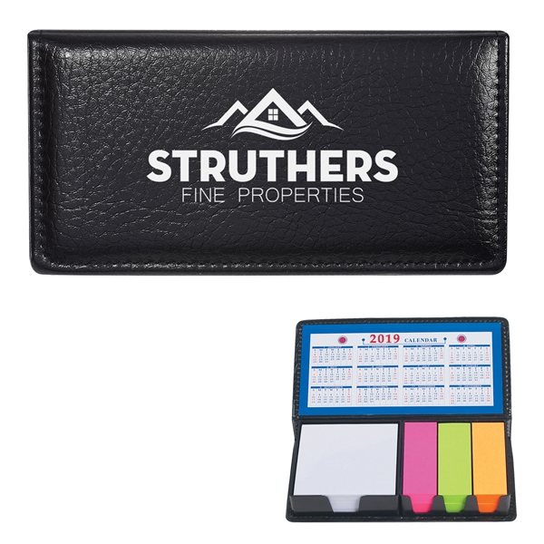 Promotional Leather Look Case Of Sticky Notes With Calendar
